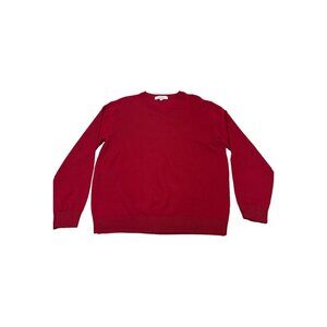 Turnbury Sweater Mens M Red Merino Wool V Neck‎ Pullover Classic Holiday Office